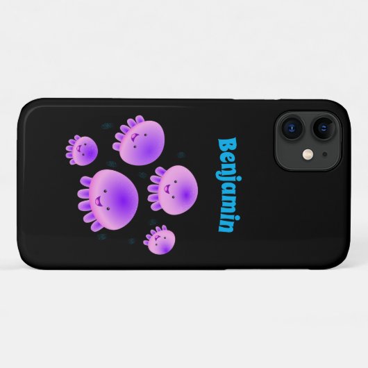 かわいいピンクの紫のクラゲのかわいい漫画 Case-Mate iPhoneケース (裏面(横))