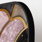 かわいいピンクの紫の金ゴールドベージュのマーメはかりで測ドガーリー ピックルボールラケット (左詳細)