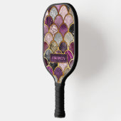 かわいいピンクの紫の金ゴールドベージュのマーメはかりで測ドガーリー ピックルボールラケット (左)