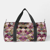 かわいいピンクの紫の金ゴールドマーメイドはかりで測 ダッフルバッグ (裏面)