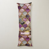 かわいいピンクの紫の金ゴールドマーメイドはかりで測 ボディピロー (裏面 (縦))