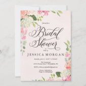 かわいいピンクの結婚前お祝いパーティー招待状カード 招待状 (正面)