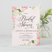 かわいいピンクの結婚前お祝いパーティー招待状カード 招待状 (スタンド正面)