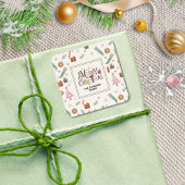 かわいいピンクの緑のドドルメリークリスマス スクエアシール