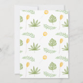 かわいいピンクの緑の女の子の恐竜1st誕生日 招待状 (裏面)