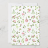 かわいいピンクの緑の小さな野生の花の赤ちゃん女の子シャワー 招待状 (裏面)