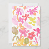 かわいいピンクの緑の野花写真第1誕生日 招待状 (裏面)