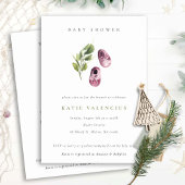 かわいいピンクの緑の靴の葉の女の子の赤ちゃんシャワー 招待状