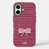 かわいいピンクの編み物リボン+カスタムネーム Case-Mate iPhoneケース (裏面)