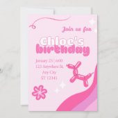 かわいいピンクの編集可能な誕生日招待状 招待状 (正面)