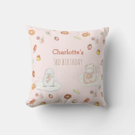 かわいいピンクの羊デザート水の色の子供の誕生日 クッション