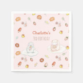 かわいいピンクの羊デザート水の色の子供の誕生日 スタンダードカクテルナプキン (正面)