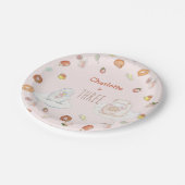 かわいいピンクの羊デザート水の色の子供の誕生日 ペーパープレート (アングル)