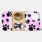 かわいいピンクの背景と手、カスタムペットの写真 Case-Mate iPhoneケース (裏面 (横))