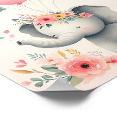 かわいいピンクの背景象 ポスター (角)