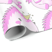 かわいいピンクの脂肪質のユニコーンの包装紙 ラッピングペーパー (ロールコーナー)