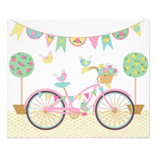 かわいいピンクの自転車 フォトプリント           