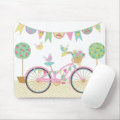 かわいいピンクの自転車 マウスパッド (マウス)