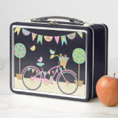 かわいいピンクの自転車 メタルランチボックス (インサイチュ)