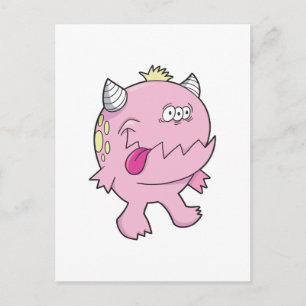 かわいいピンクの舌噛みモンスター ポストカード