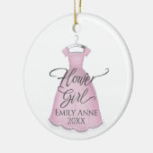 かわいいピンクの花お洒落女の結婚子のドレス セラミックオーナメント (左)