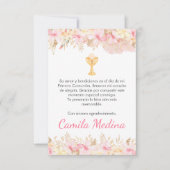 かわいいピンクの花とアリスの聖餐式 サンキューカード (正面)