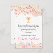 かわいいピンクの花とアリスの聖餐式 サンキューカード (正面/裏面)