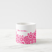 かわいいピンクの花とハートの名前 エスプレッソカップ (正面)