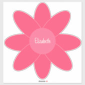 かわいいピンクの花と名前 シール (シート)