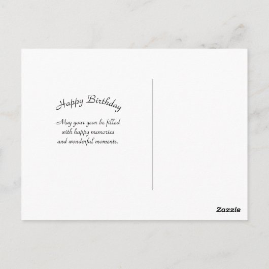 かわいいピンクの花と蝶の誕生日 ポストカード (裏面)