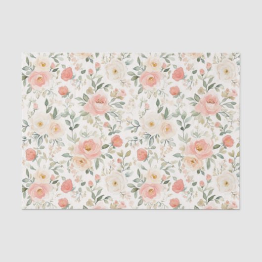 かわいいピンクの花のウェディングシャワー 薄葉紙 (正面)