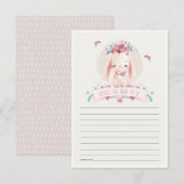 かわいいピンクの花のウサギのアドバイス ママのベビーシャワー エンクロージャーカード (正面/裏面)