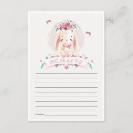 かわいいピンクの花のウサギのアドバイス ママのベビーシャワー エンクロージャーカード