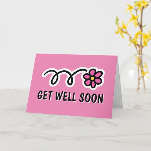 かわいいピンクの花のカードを早くよく手に入れるデザイン カード (黄色い花)