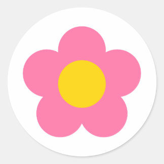 かわいいピンクの花のステッカー ラウンドシール