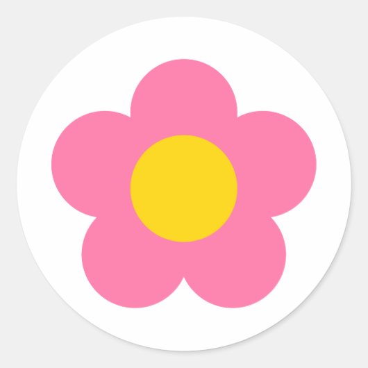 かわいいピンクの花のステッカー ラウンドシール (正面)