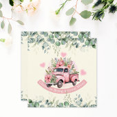 かわいいピンクの花のトラック 母の日カスタム フラット シーズンカード