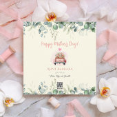 かわいいピンクの花のトラック 母の日カスタム フラット シーズンカード