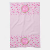 かわいいピンクの花のパターンガーリー、フローラデザイン キッチンタオル (縦)