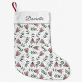 かわいいピンクの花のパターン名 スモールクリスマスストッキング (正面)