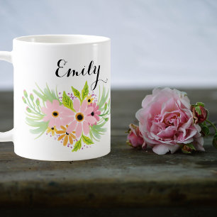 かわいいピンクの花のブライズメイドギフトにおすすめのマグカップ コーヒーマグカップ