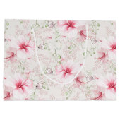 かわいいピンクの花のブライズメイド ラージペーパーバッグ (裏面)