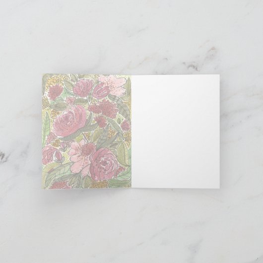 かわいいピンクの花のブランクノートカード カード (内部)