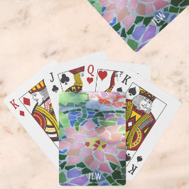 かわいいピンクの花のモザイク トランプ