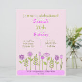 かわいいピンクの花の招待状 招待状 (スタンド正面)