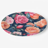 かわいいピンクの花の紙プレート ペーパープレート (アングル)