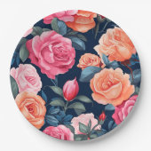 かわいいピンクの花の紙プレート ペーパープレート (正面)