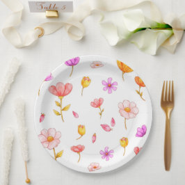 かわいいピンクの花の紙プレート ペーパープレート