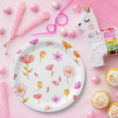 かわいいピンクの花の紙プレート ペーパープレート (パーティー)