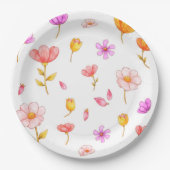 かわいいピンクの花の紙プレート ペーパープレート (正面)